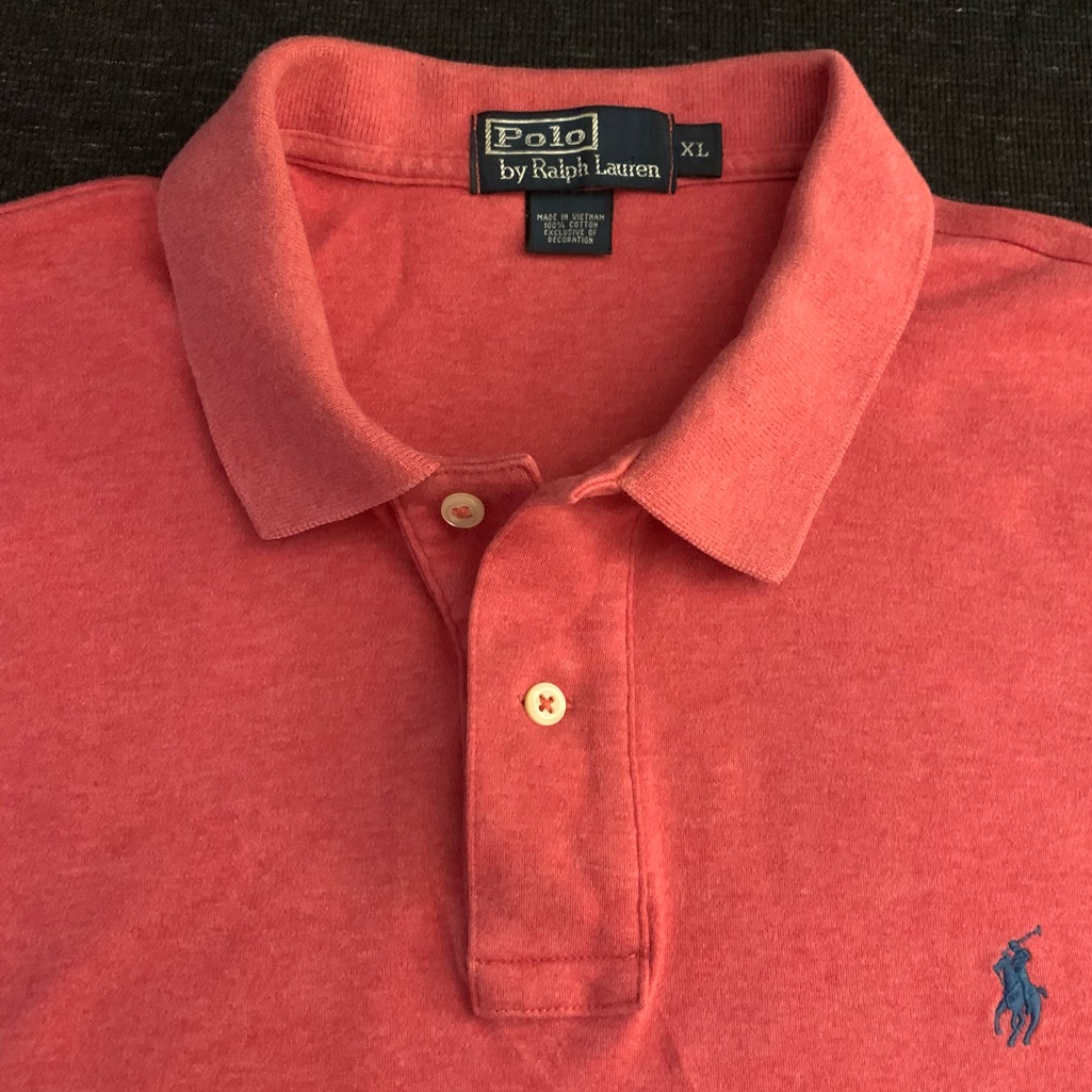 Rl Polo Ss Salmon Colored 2 Button Cotton Polo